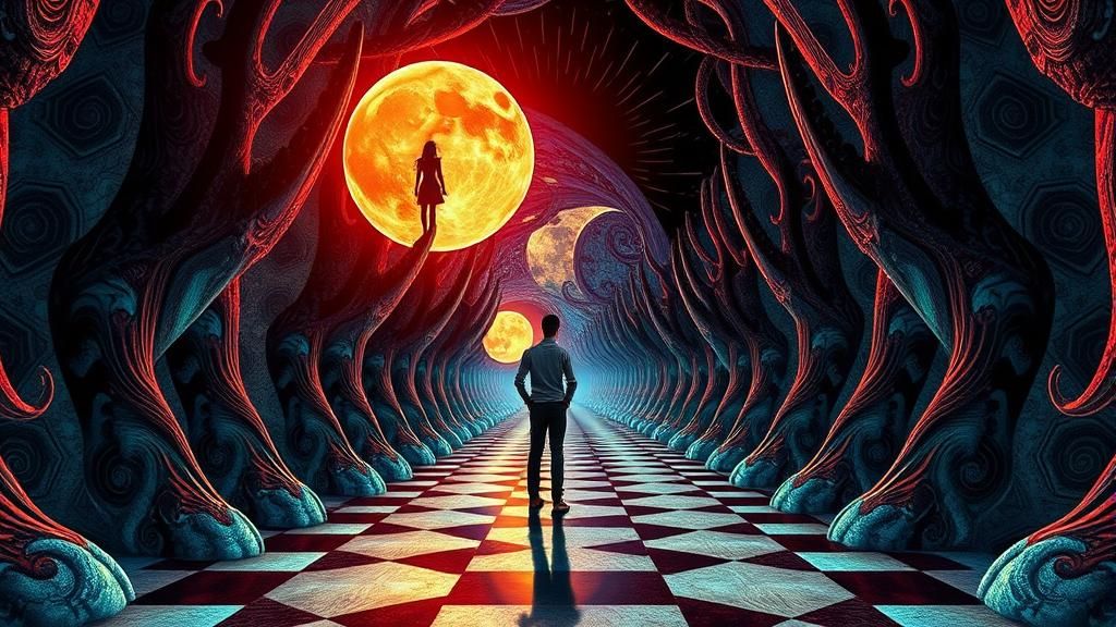 Surreal Fantasy Portrait with Abstract Fractal Elements