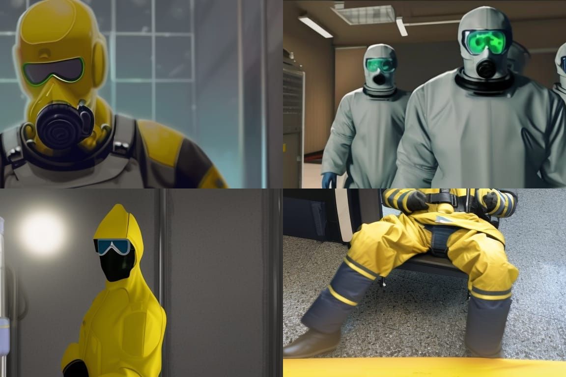 Hazmat Suit Figure Facing Death