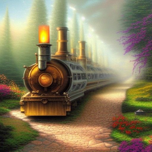 Ethereal Twins in Steampunk Fantasy Landscape