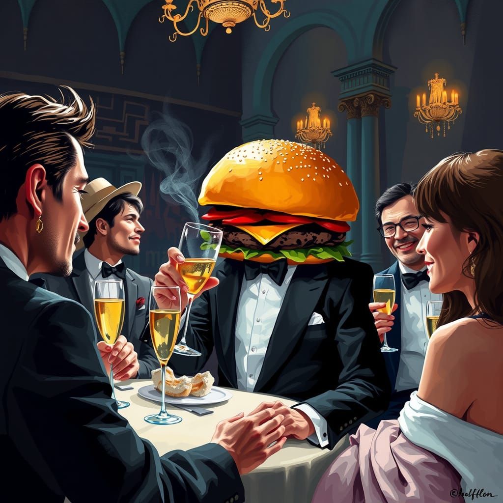 Sophisticated Burger in Tuxedo Attends High-Society Gala in ...