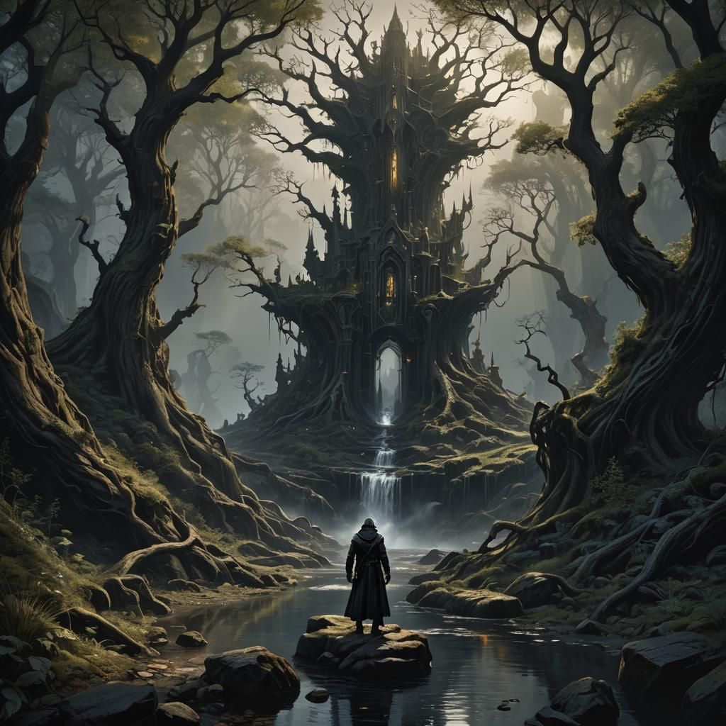 Dark Fantasy Art with Dynamic Lighting and Deep Color