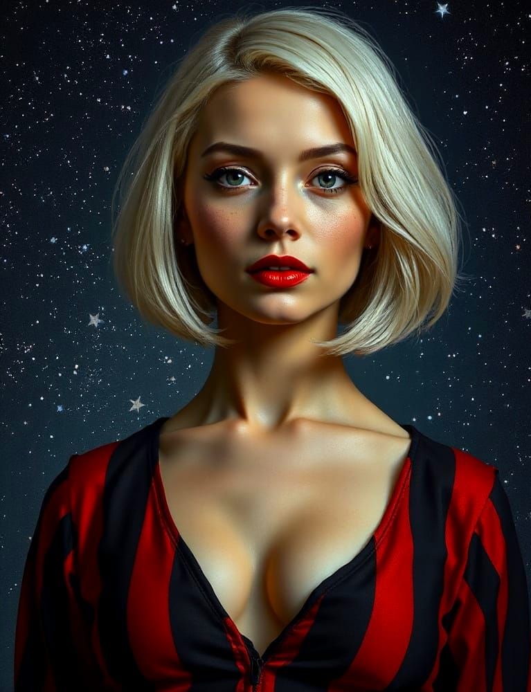 Beautiful Woman Portrait in Art Nouveau Style