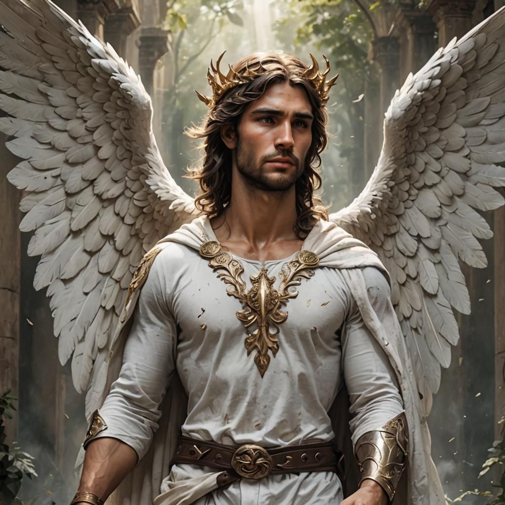 Majestic Male Angel with Detailed Wings