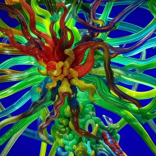 Mythological Creatures in Sculptured Chihuly Glass