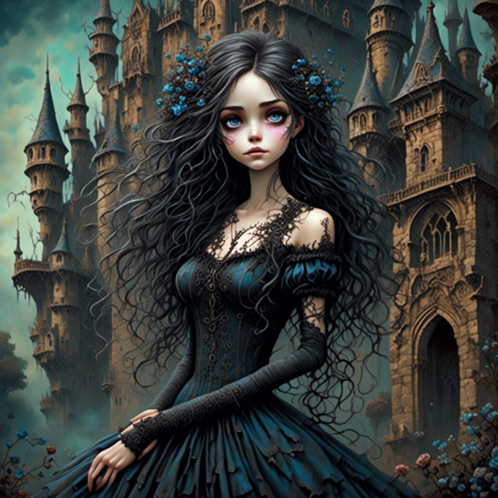 Gothic Beauty in Gorey and Burton Style