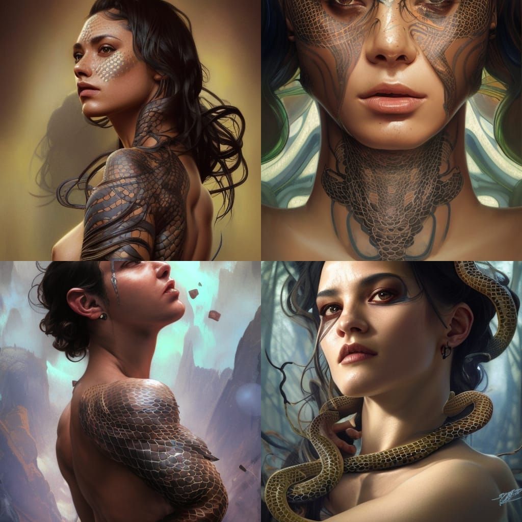 Goddess Kali Portrait with Snake Tattoos