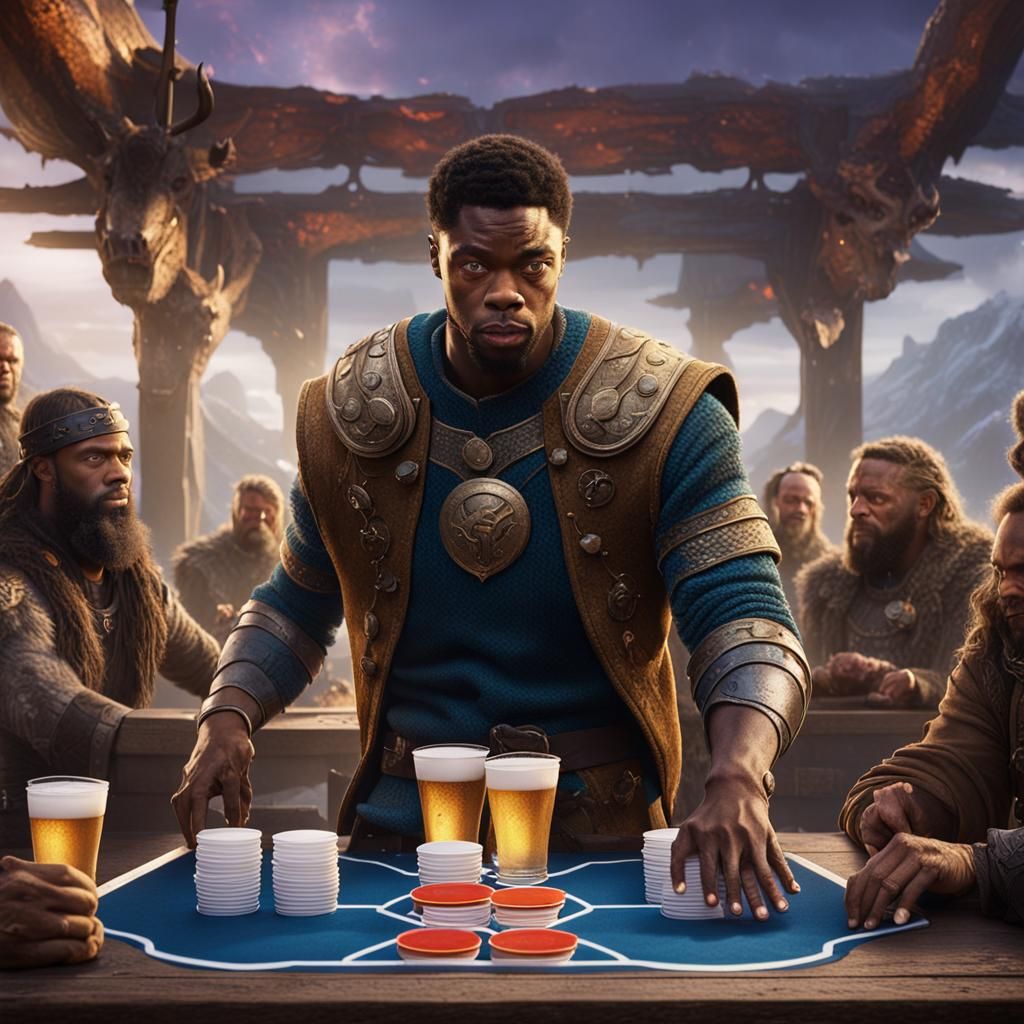 Chadwick Boseman and Vikings Play Beer Pong