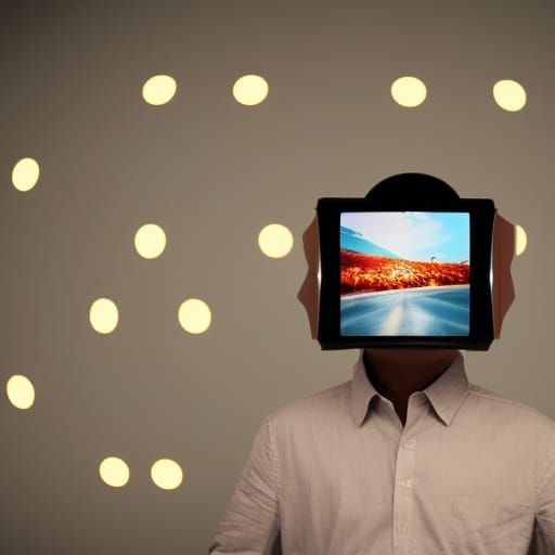 Man with a Television Head: Professional Photography