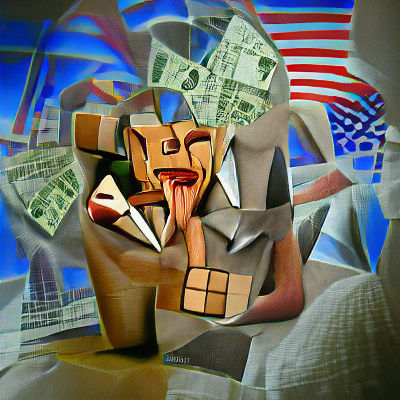 Surreal Depiction of Insatiable Greed and Destruction