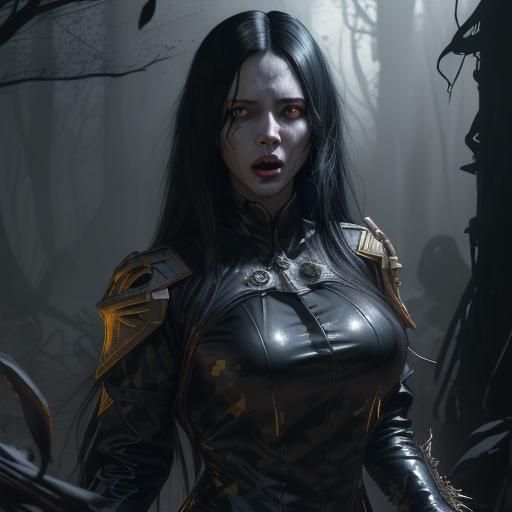 Screaming Woman in Latex, Dark Fantasy Art