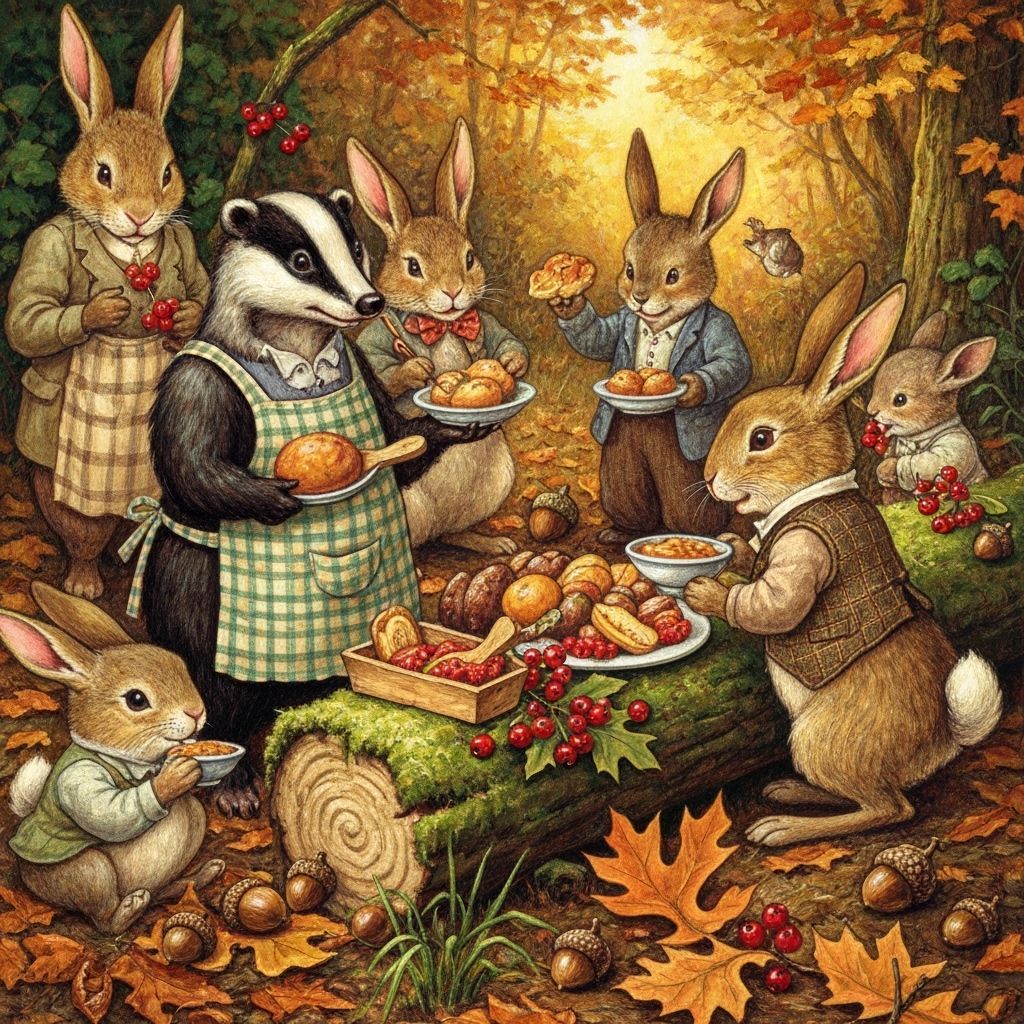 Forest Feast: Animals in Autumn Splendor