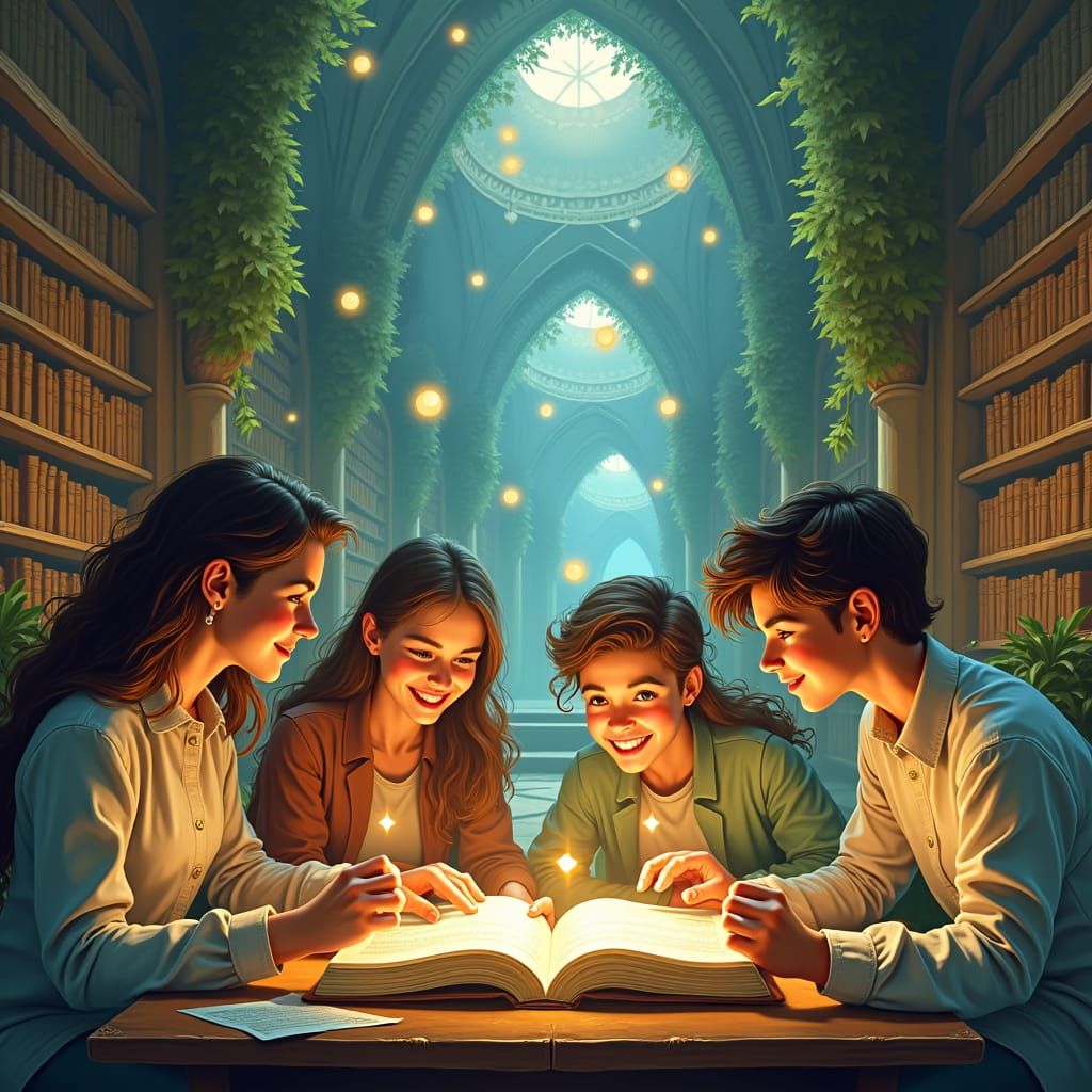 Enchanted English Lesson in Mystical Library