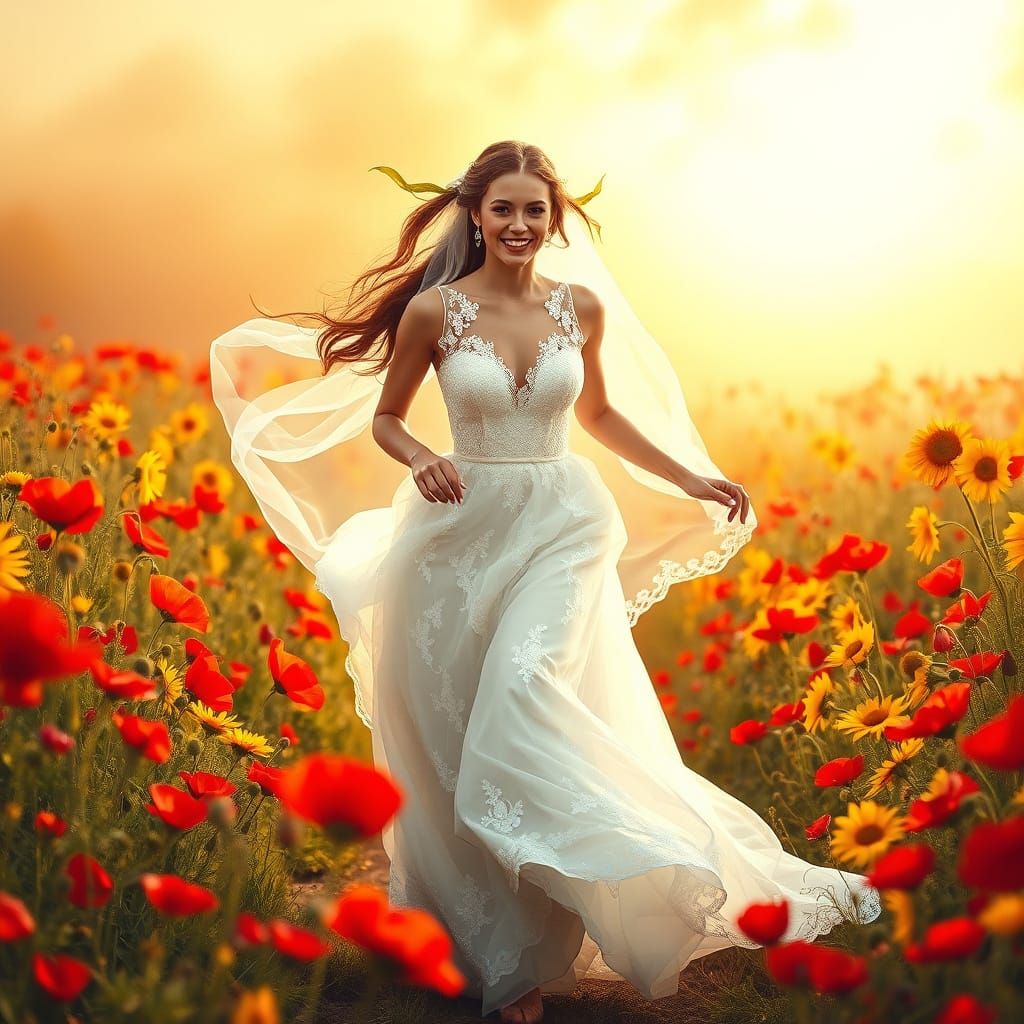 Serene Bride in a Vibrant Floral Wonderland