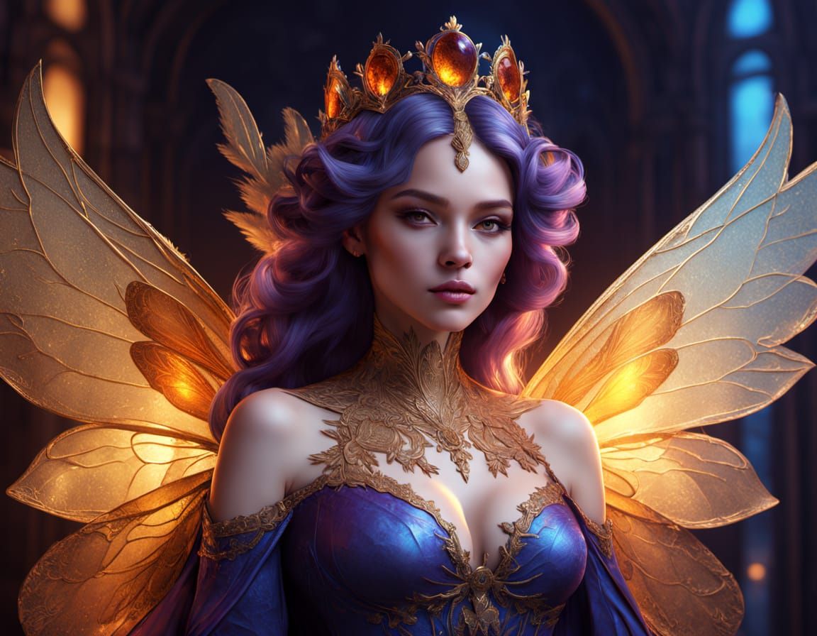 Regal Queen Bee in Art Nouveau Style