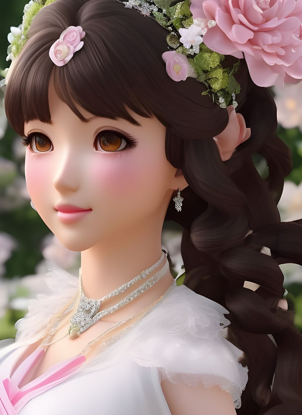 Magical Girl in Ornate Cheongsam, 3D Portrait
