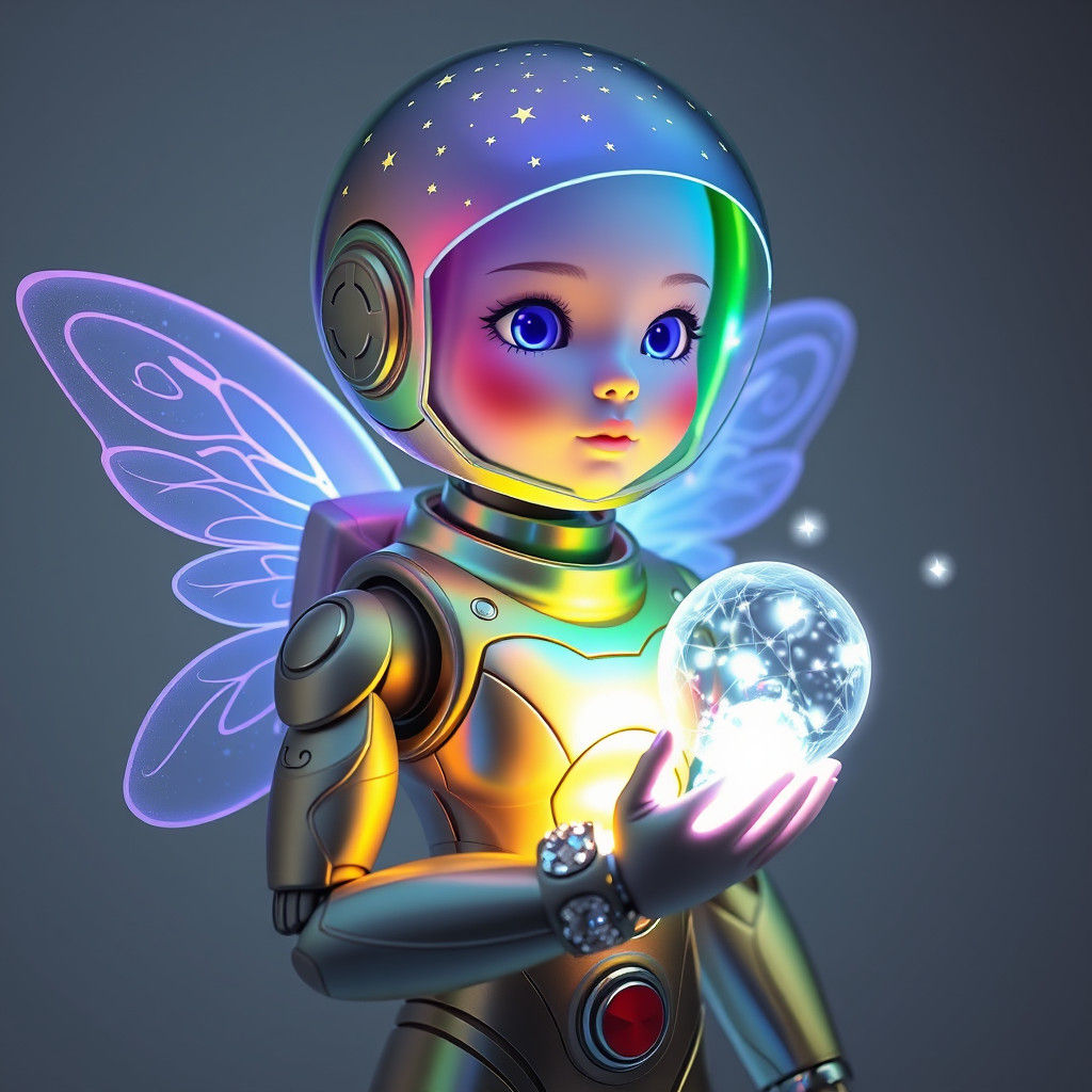Futuristic Starlight Dreamer Doll with Holographic Wings