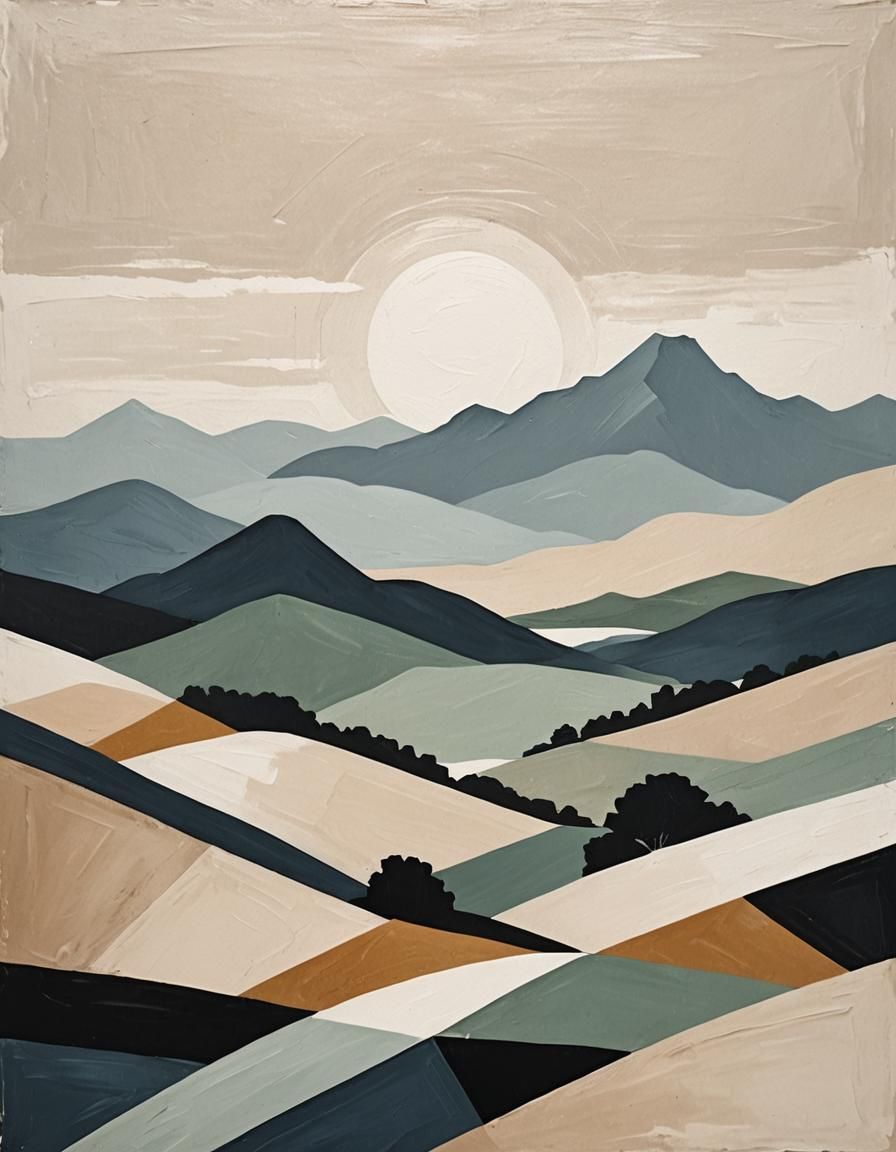 Minimalist Geometric Abstract Landscape