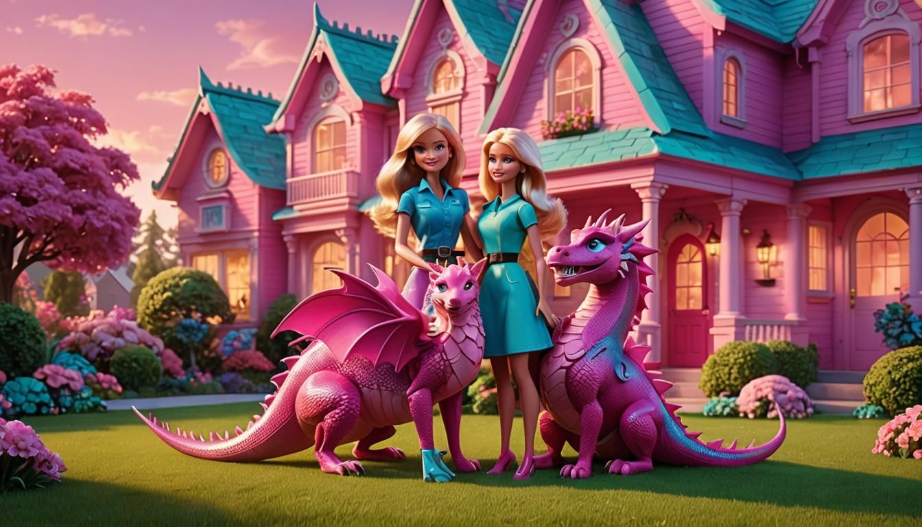 Barbie and Dragon in Pixar 3D Digital Art
