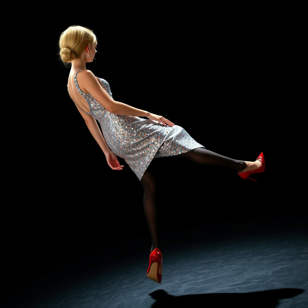 Girl in Silver Dress: Hyper-Realistic Concept Art