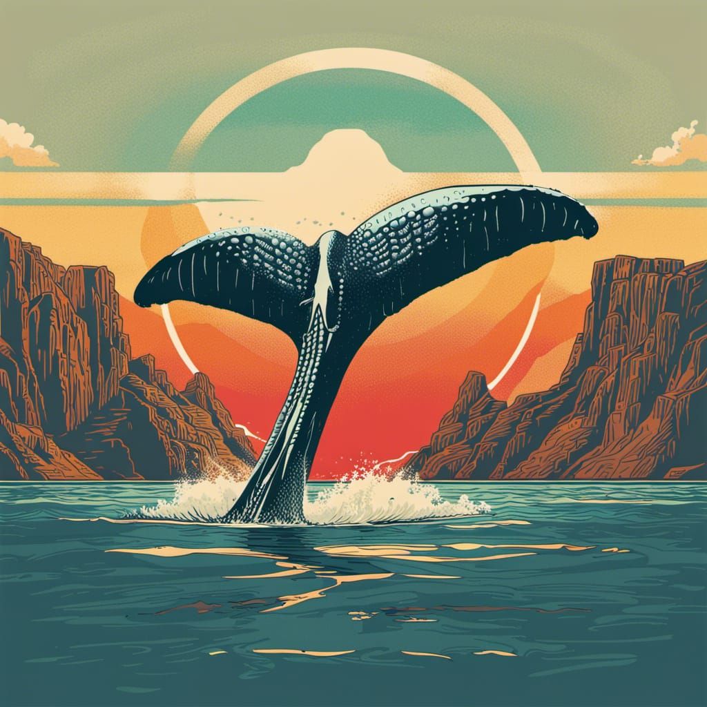 Whale Tail Fluke in Pop Art Style