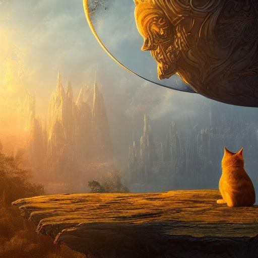 Cat with Moon: Detailed Matte Painting