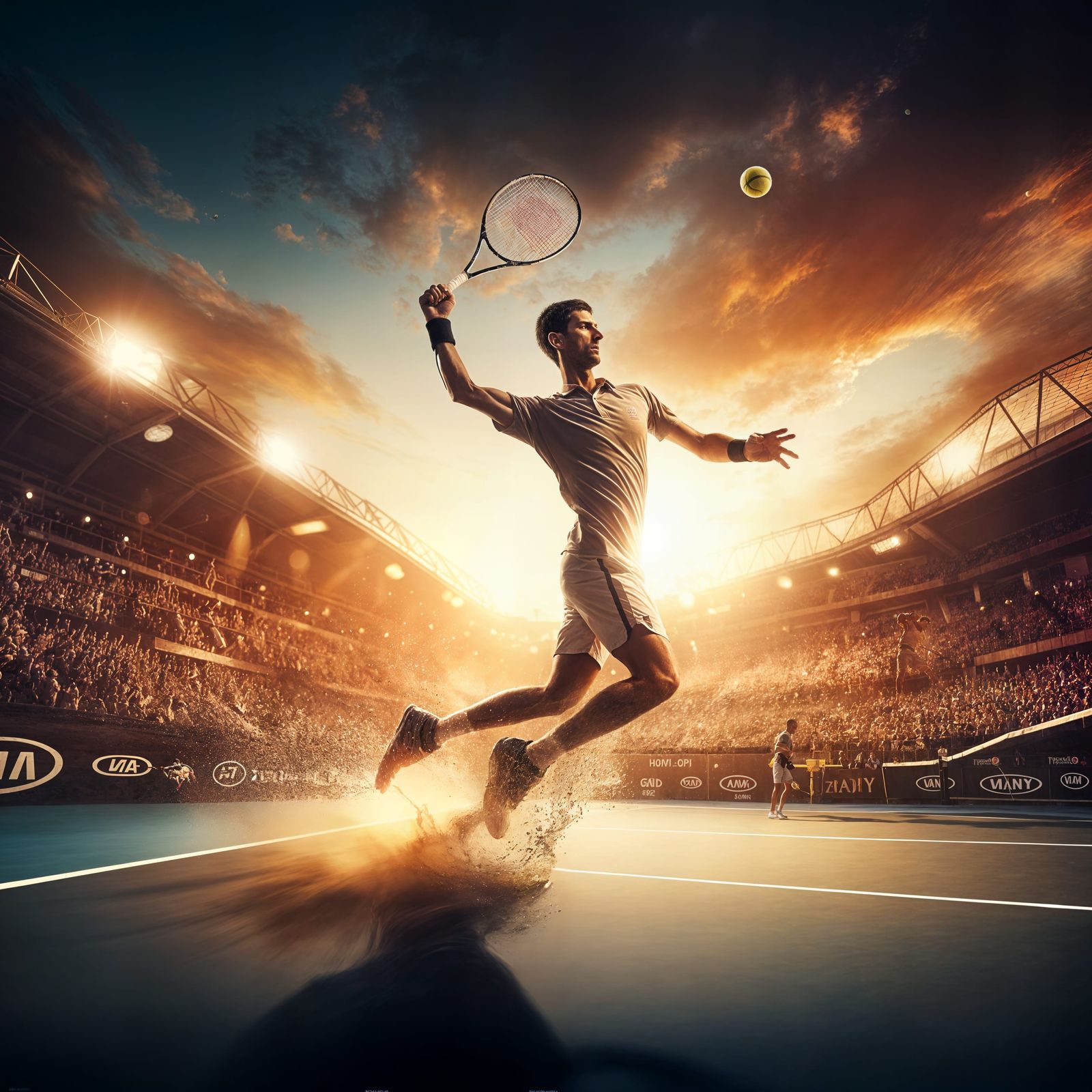 Djokovic's Career Twilight: Tennis Action in Graffiti Art