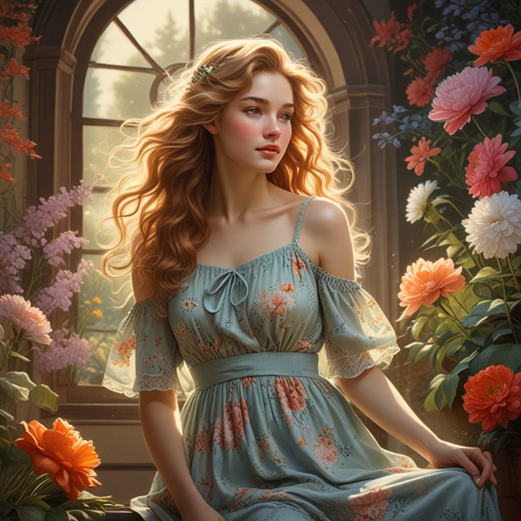 Sensual Woman Basks in Warm Sunlight