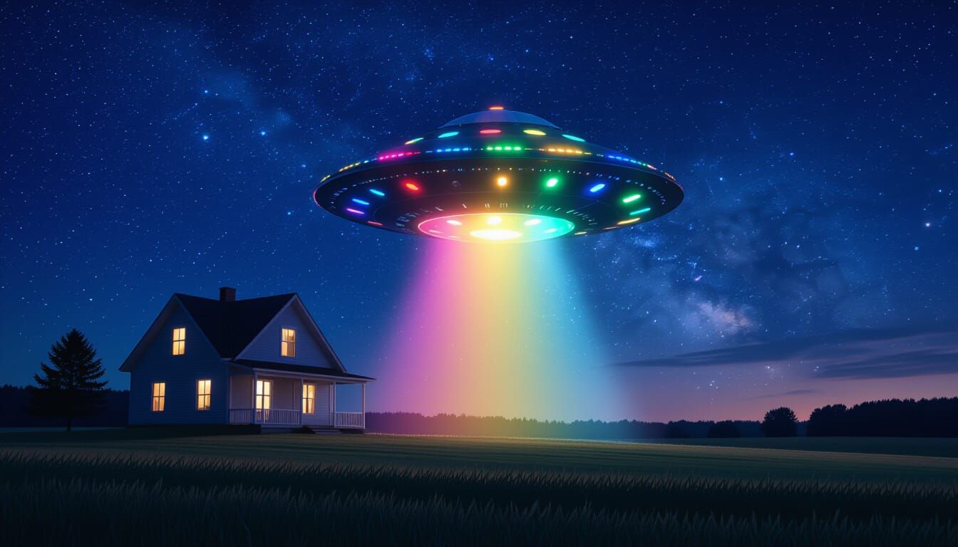 Starship Landing at Night: Vintage Sci-Fi Art