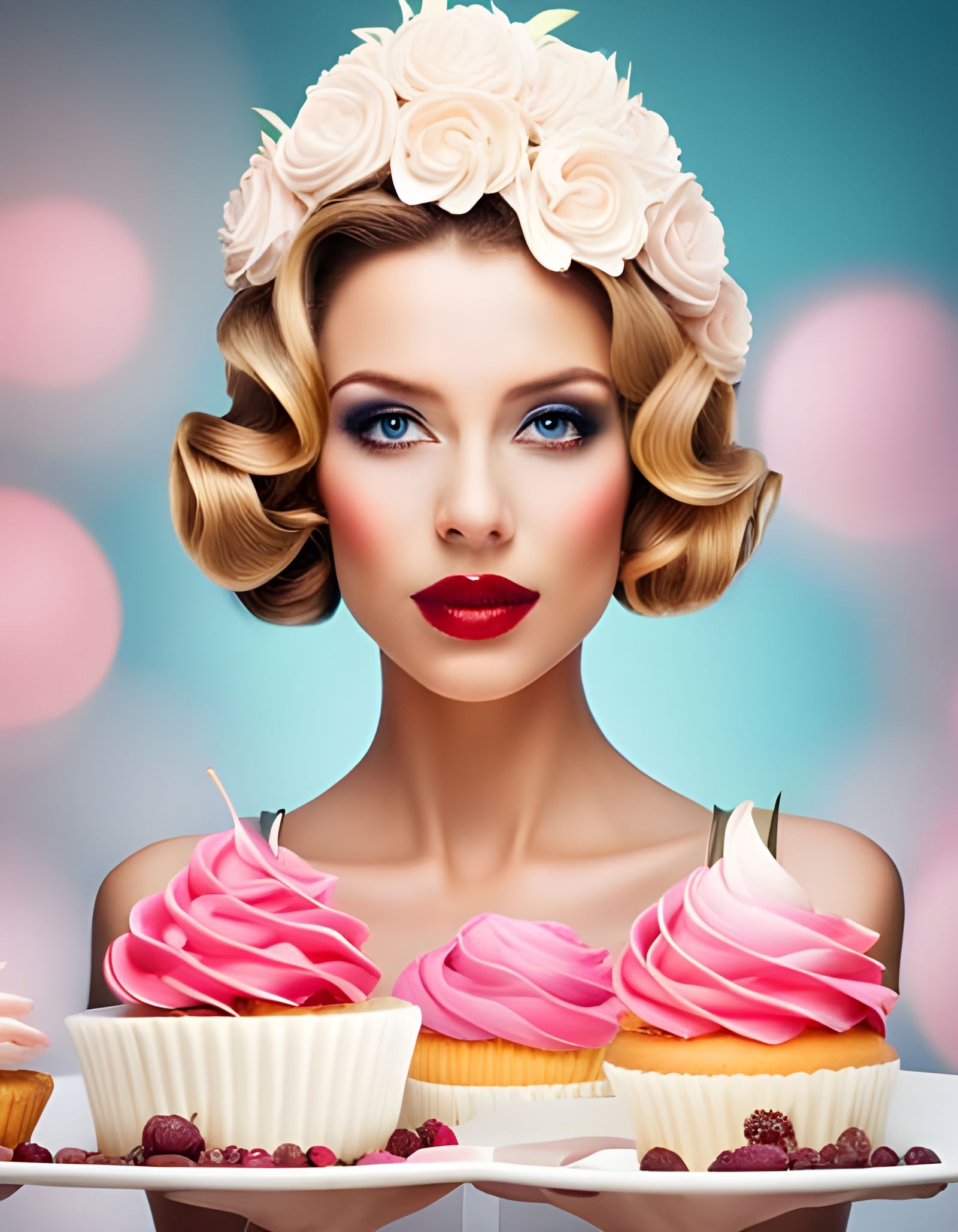 Dessert Queen in Whipped Cream and Cupcakes