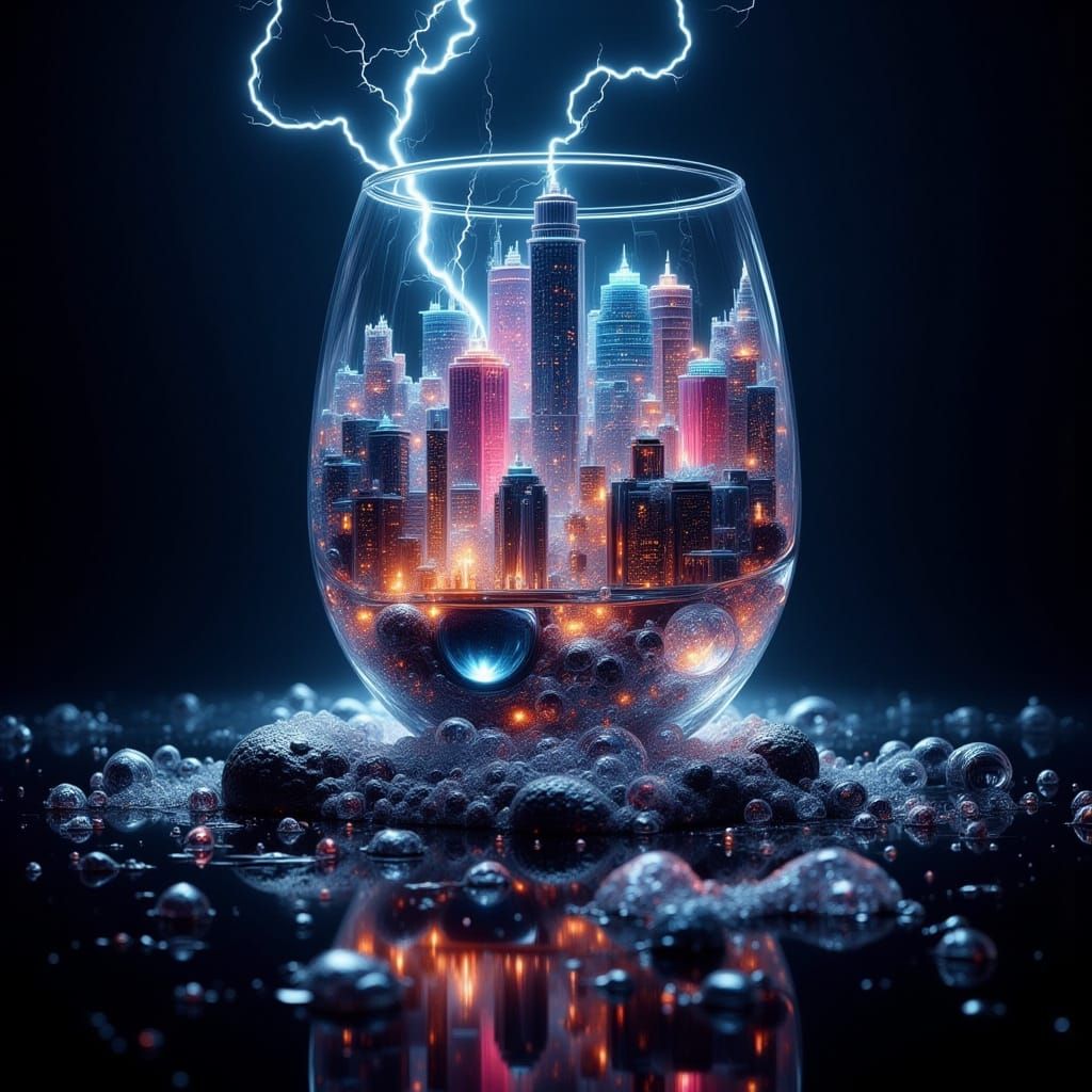 Electric City in Glass on Black Mirror