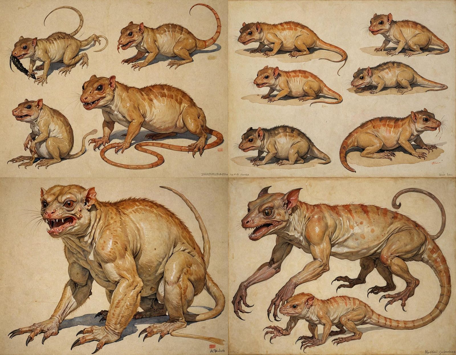 Grotesque Hybrid Creature Inspired by Expressionist Masters