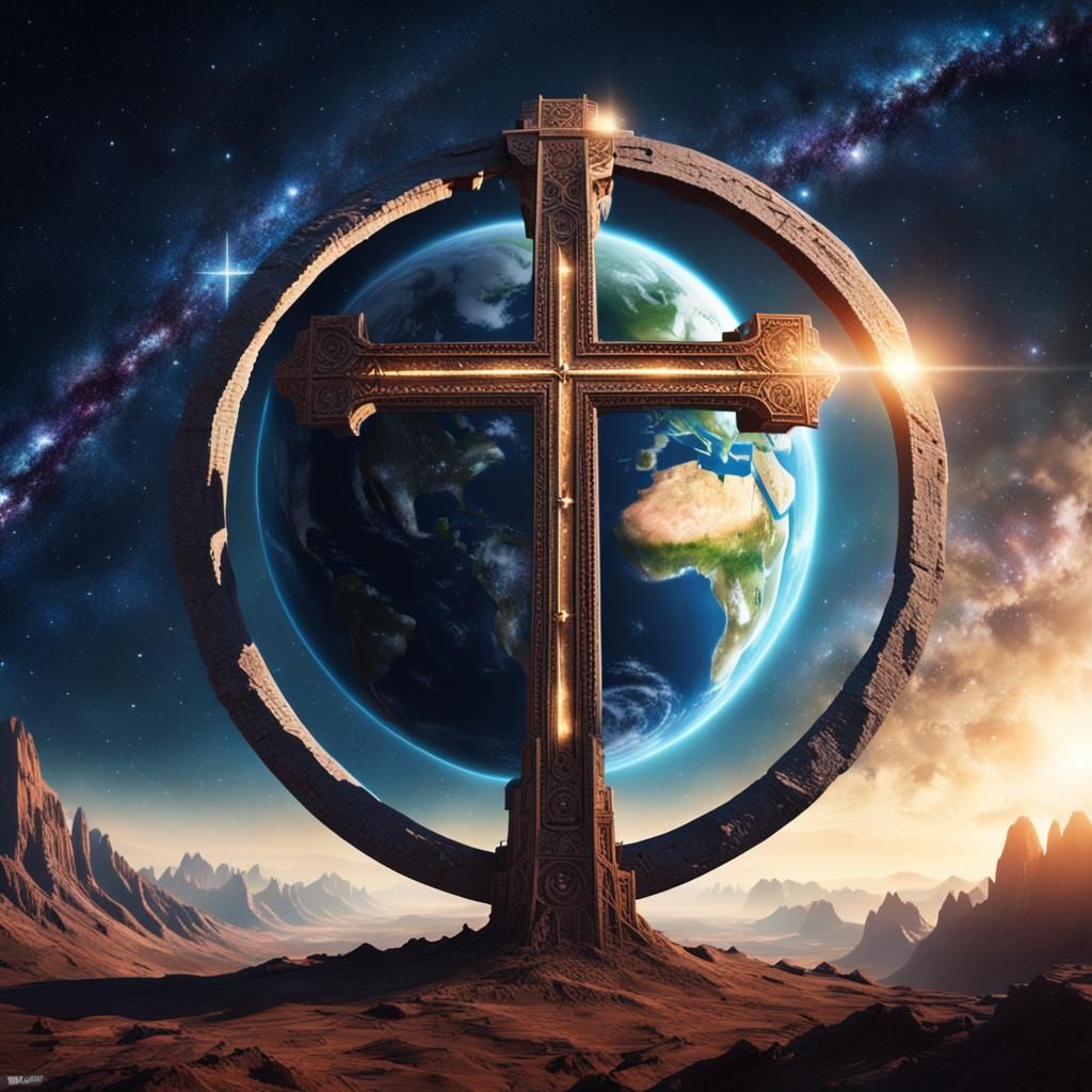 Christian Cross Above Earth: Digital Matte Painting