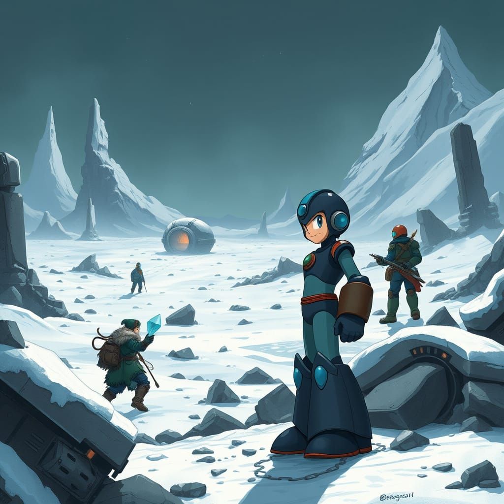 Megaman Battles Warlords in Dystopian Antarctica