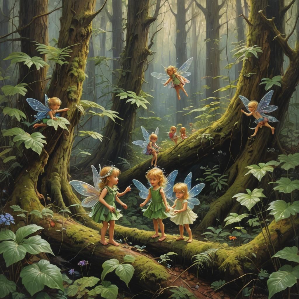 Fairies Playing Hide and Seek in Deep Forest