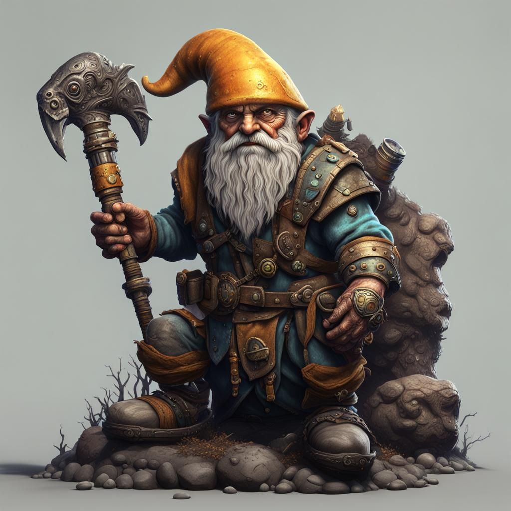 Wasteland Gnome Barbarian: Detailed Matte Painting