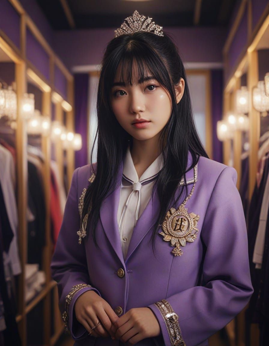 Japanese Schoolgirl in Dressing Room - Cinematic Fantasy Art