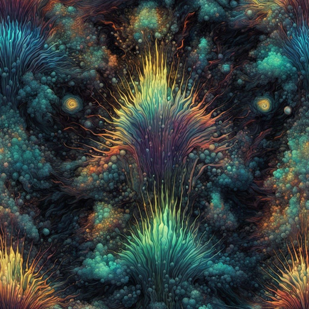 Bioluminescent Plankton Morphology in Alcohol Ink Splatter S...