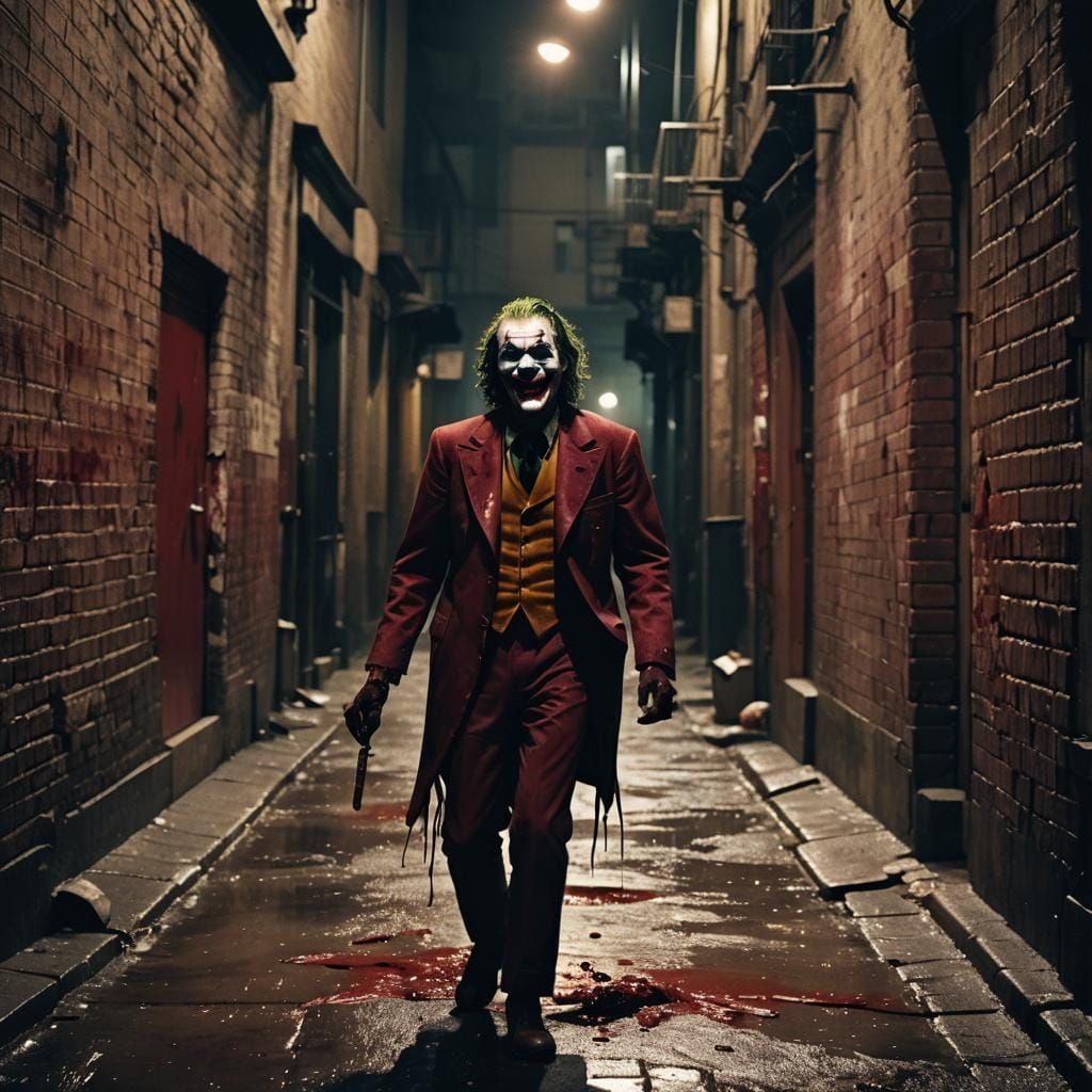 Cinematic Film Still of Joker Laughing