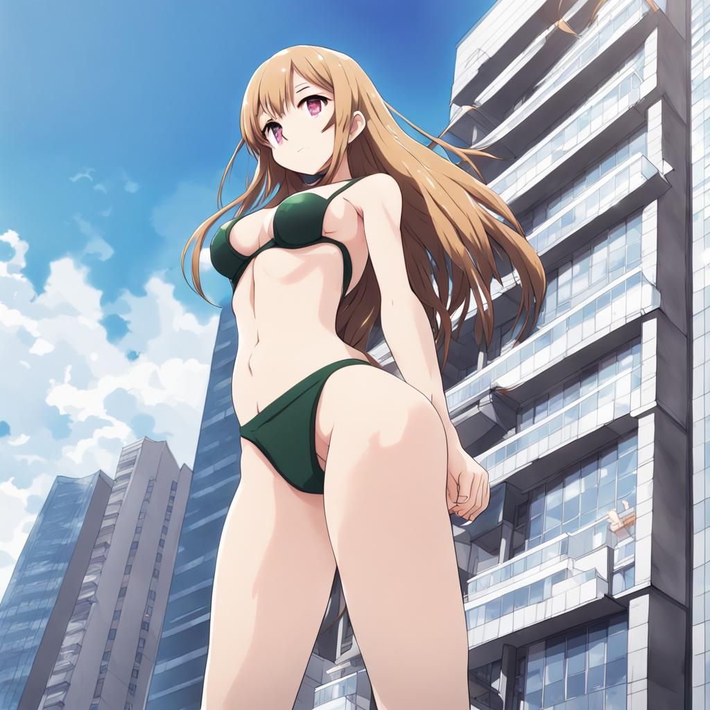 Giant Anime Woman in Bikini: Manga Style