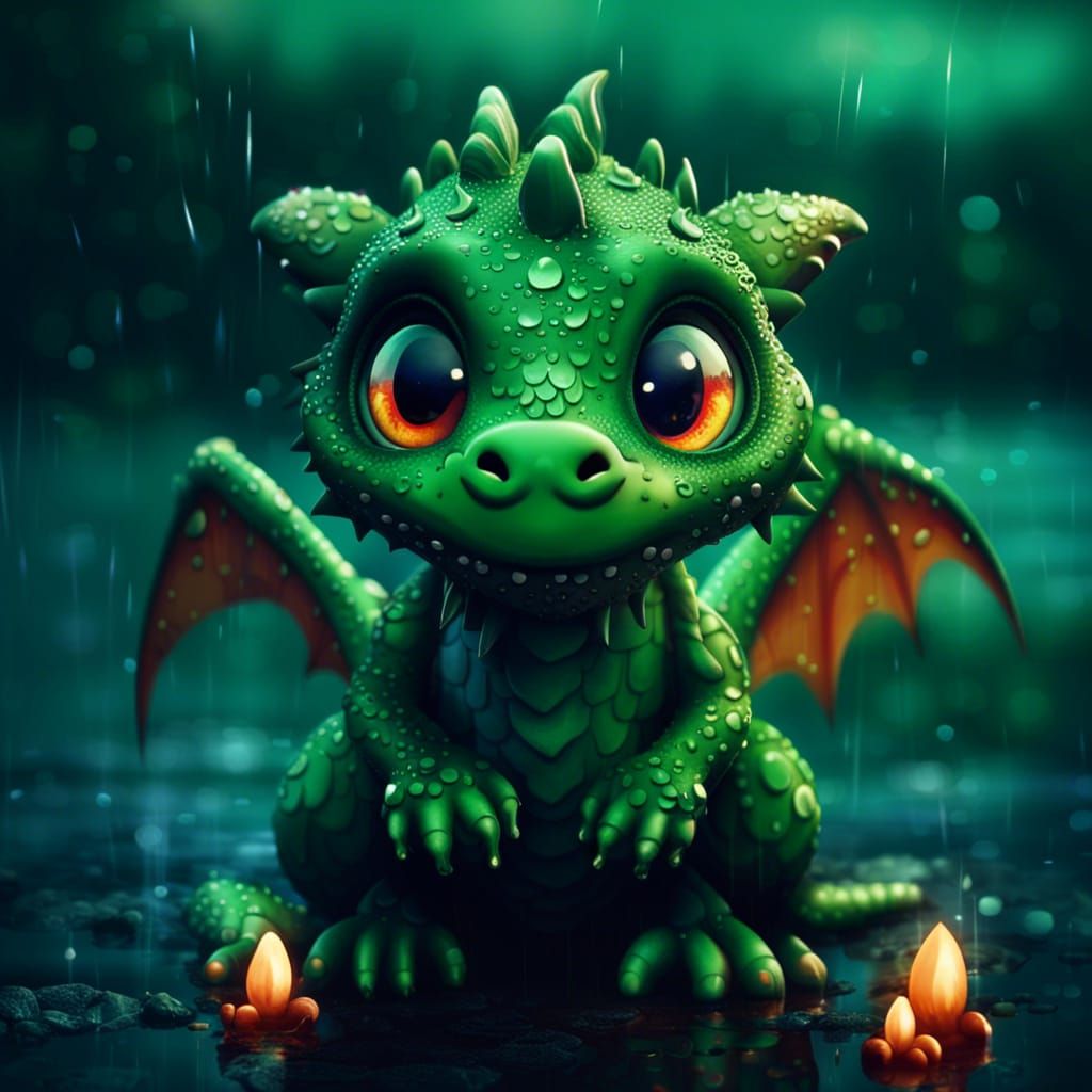 Green baby dragon