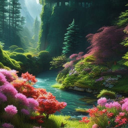 Romantic Forest City: Hyperrealistic Fantasy Art