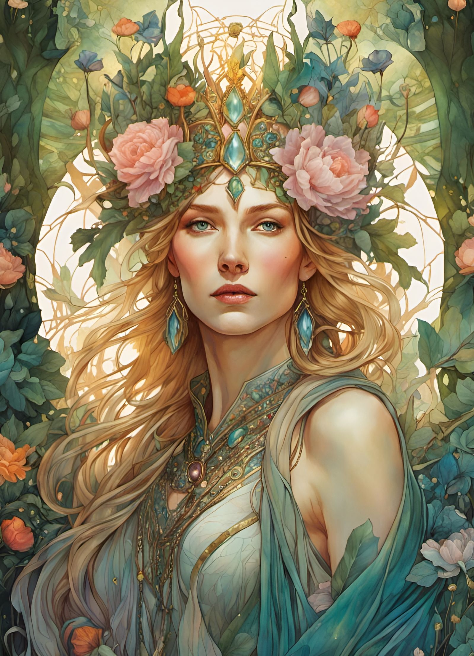 Enchanting Forest Goddess Portrait in Fantasy Style