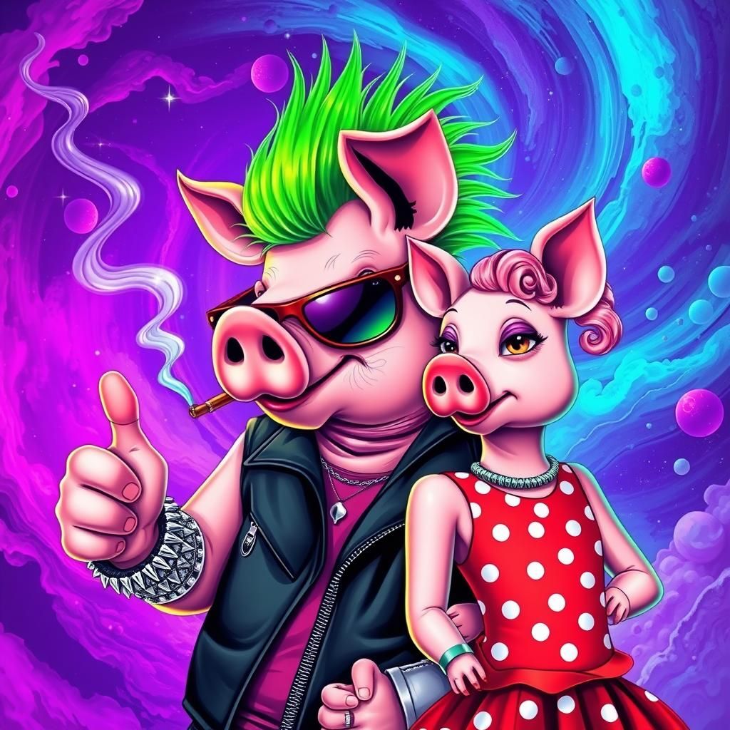 Cosmic Pigs in a Psychedelic Astral Landscape