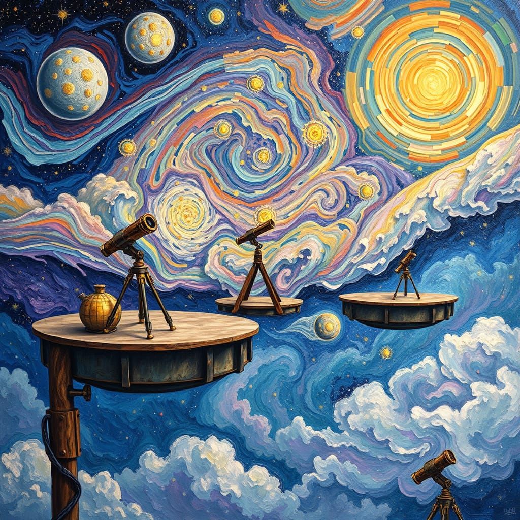 Dreamlike Celestial Observatory in Neo-Impressionist Style