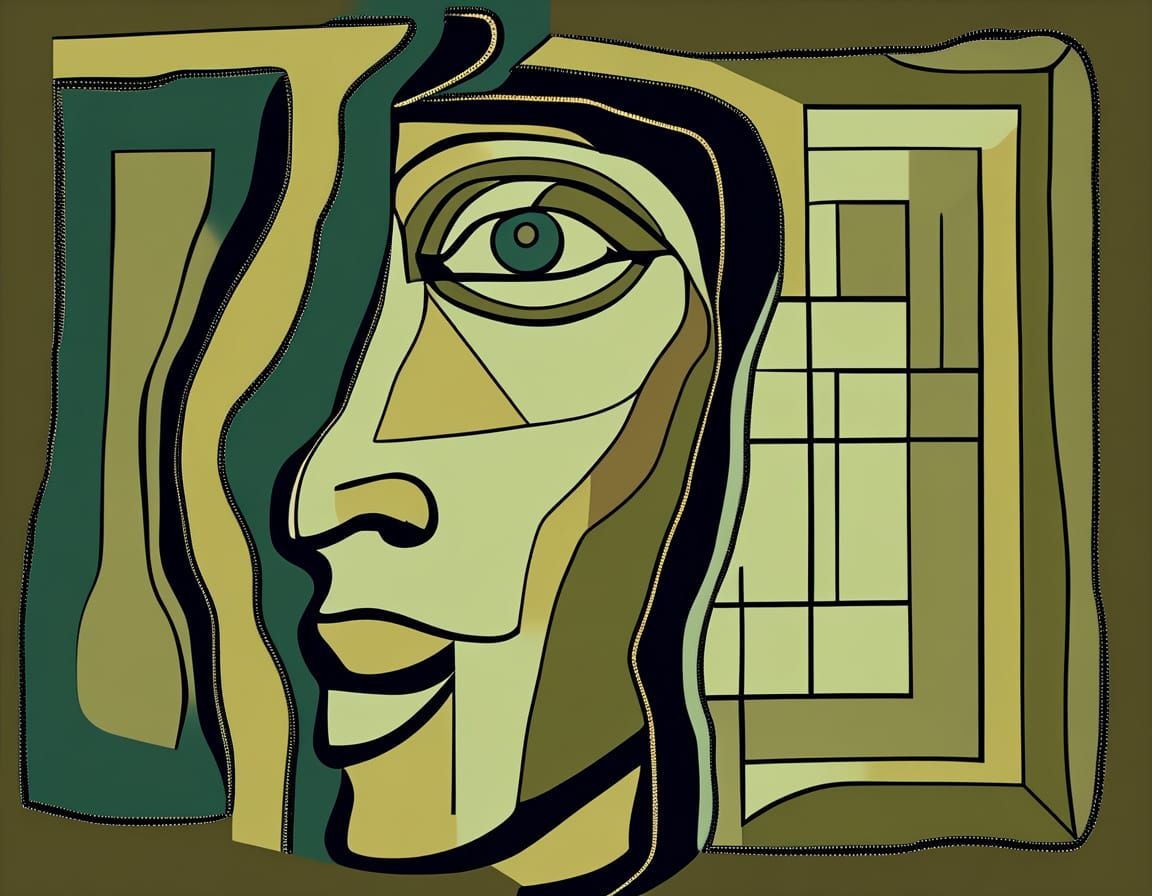 Woman's Face in Cubist Geometric Abstraction