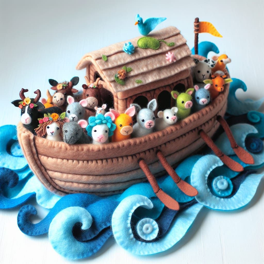 Felt Noah's Ark with Felt Animals