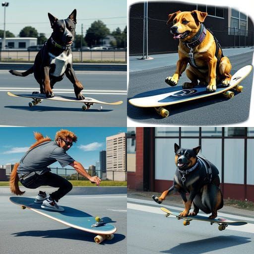 Cool Dog Riding a Skateboard