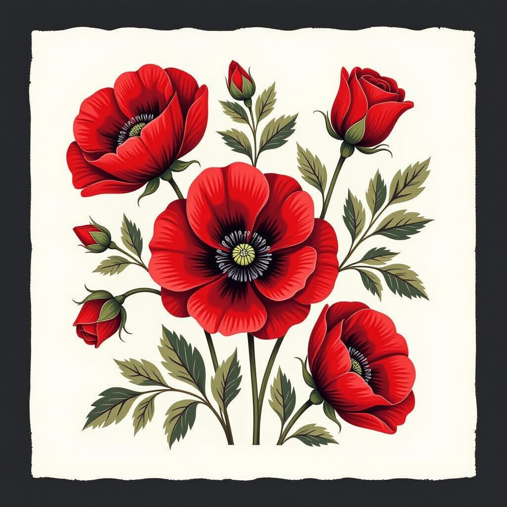 Dark Red Flowers Still Life