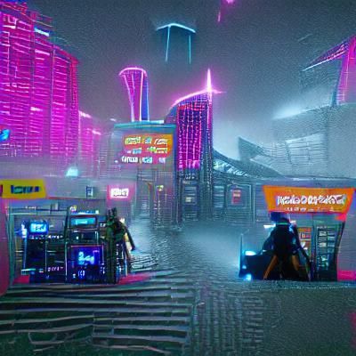 Cyberpunk Cityscape in Neon Style