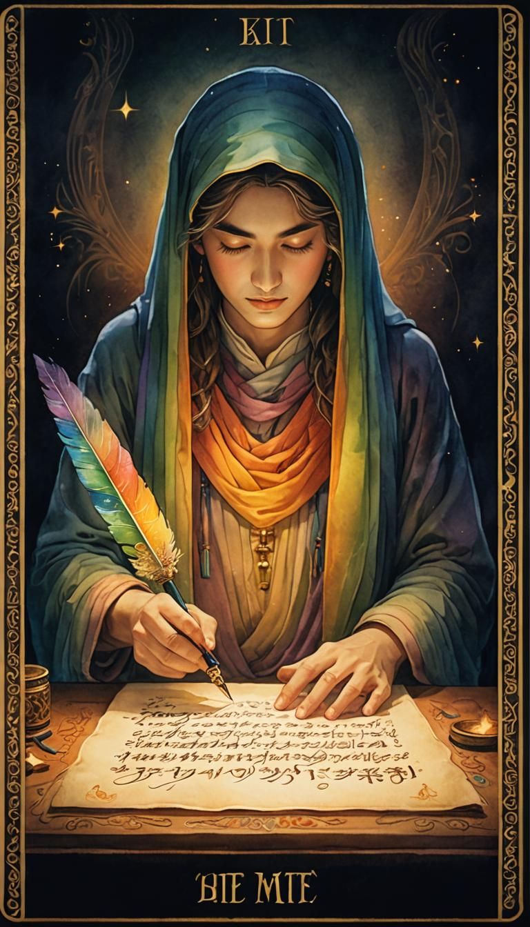 Mystical Calligraphy in Surreal Watercolor Style